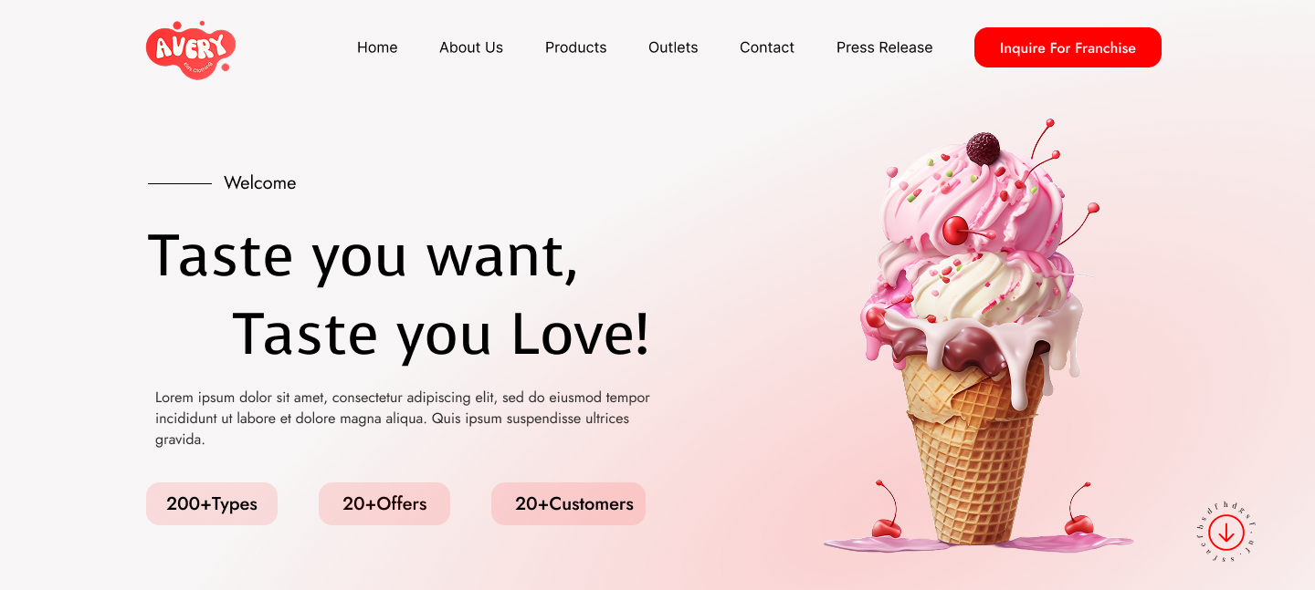 UI Design – Ice Cream Home Page (Figma/PDF)