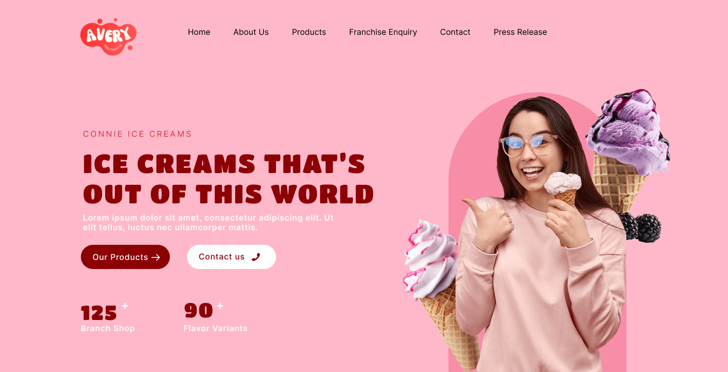 UI Design – Ice Cream Cafe Restaurant Home