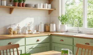 Kitchen Interior AI Image – Sage Green Modern Farmhouse Styl