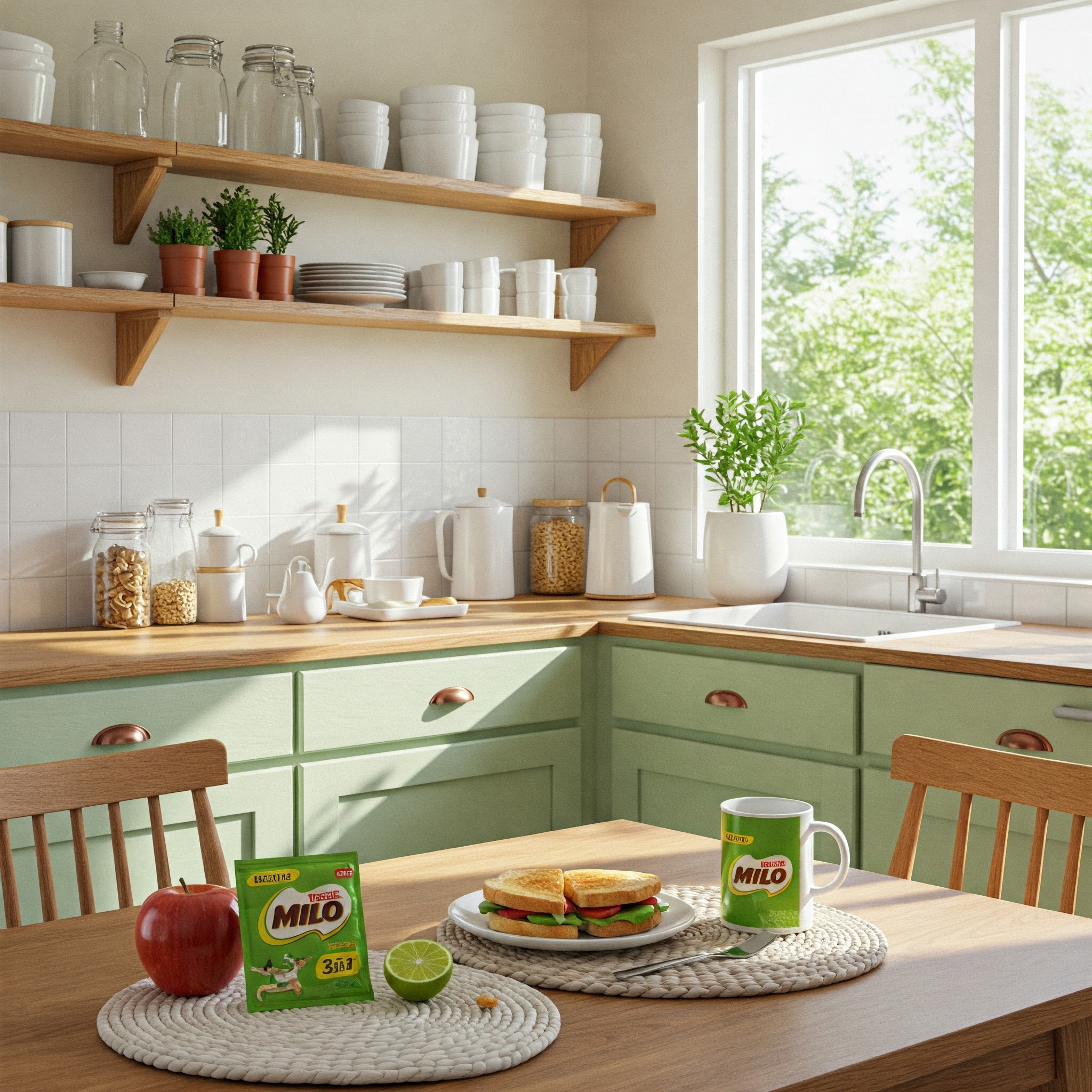 Kitchen Interior AI Image – Sage Green Modern Farmhouse Styl