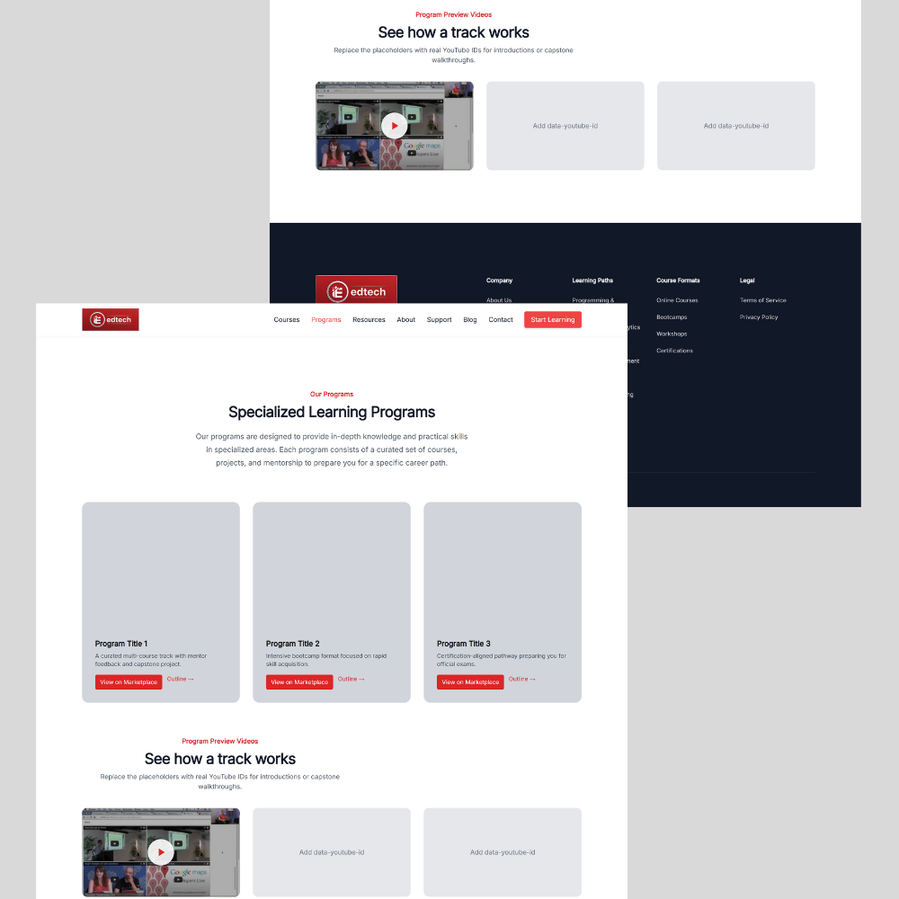 edtech website preview