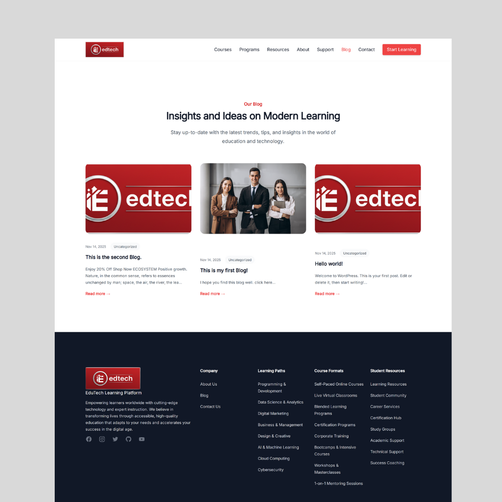 edtech website preview