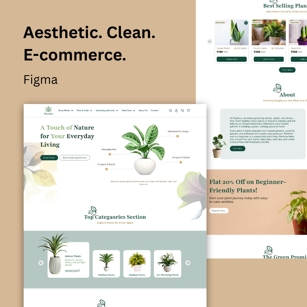 Plantora Plant Nursery Website UI Figma