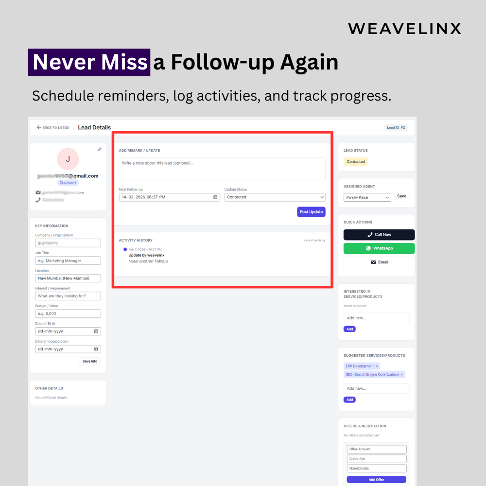 Weavelinx CRM Plugin – Lead Manager - Image 4